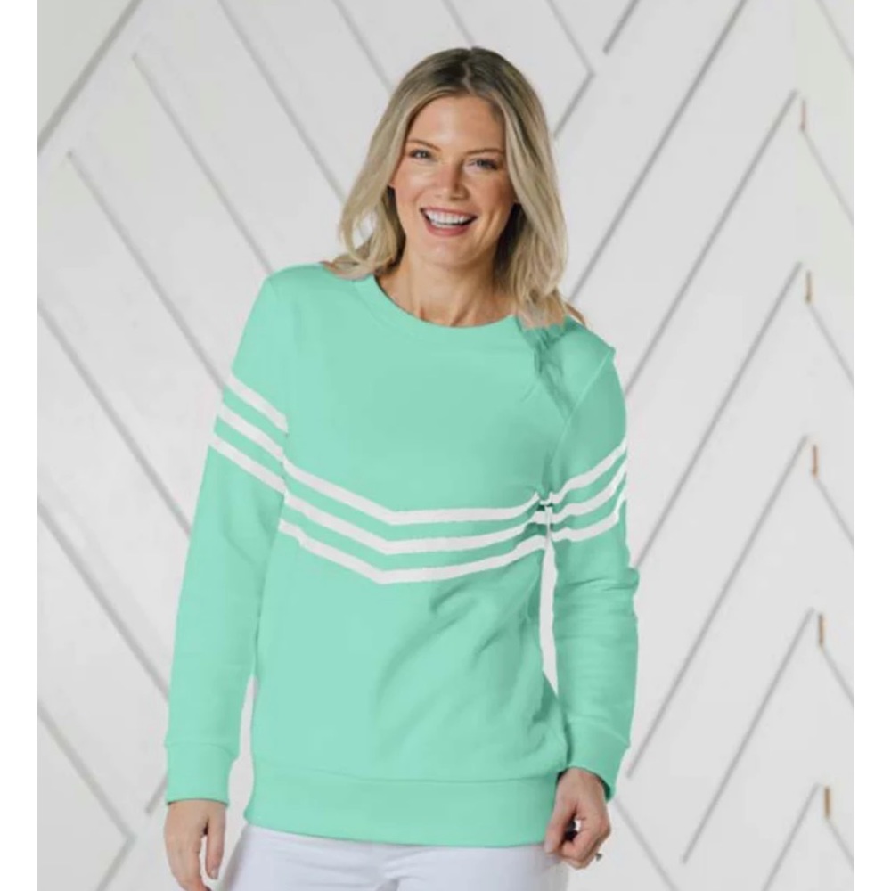 Sail to Sable Striped Sweatshirt - White/Navy